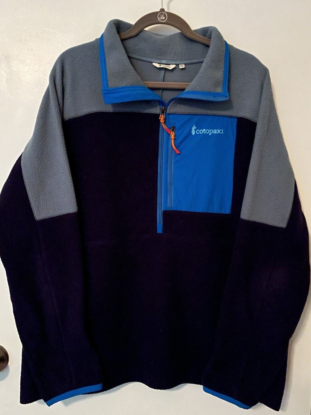 Cotopaxi Abrazo Blue Colorblock 1/2 Zip Fleece Pullover Mens Size XL